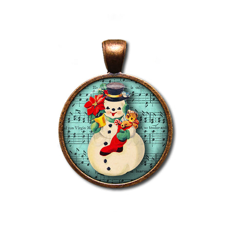 Retro Design Snowman Musical Score Sheet