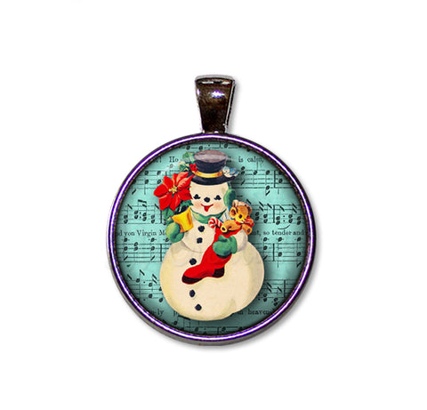 Retro Design Snowman Musical Score Sheet