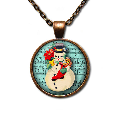 Retro Design Snowman Musical Score Sheet