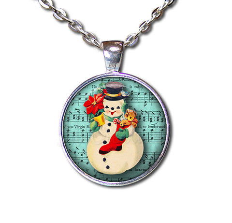 Retro Design Snowman Musical Score Sheet