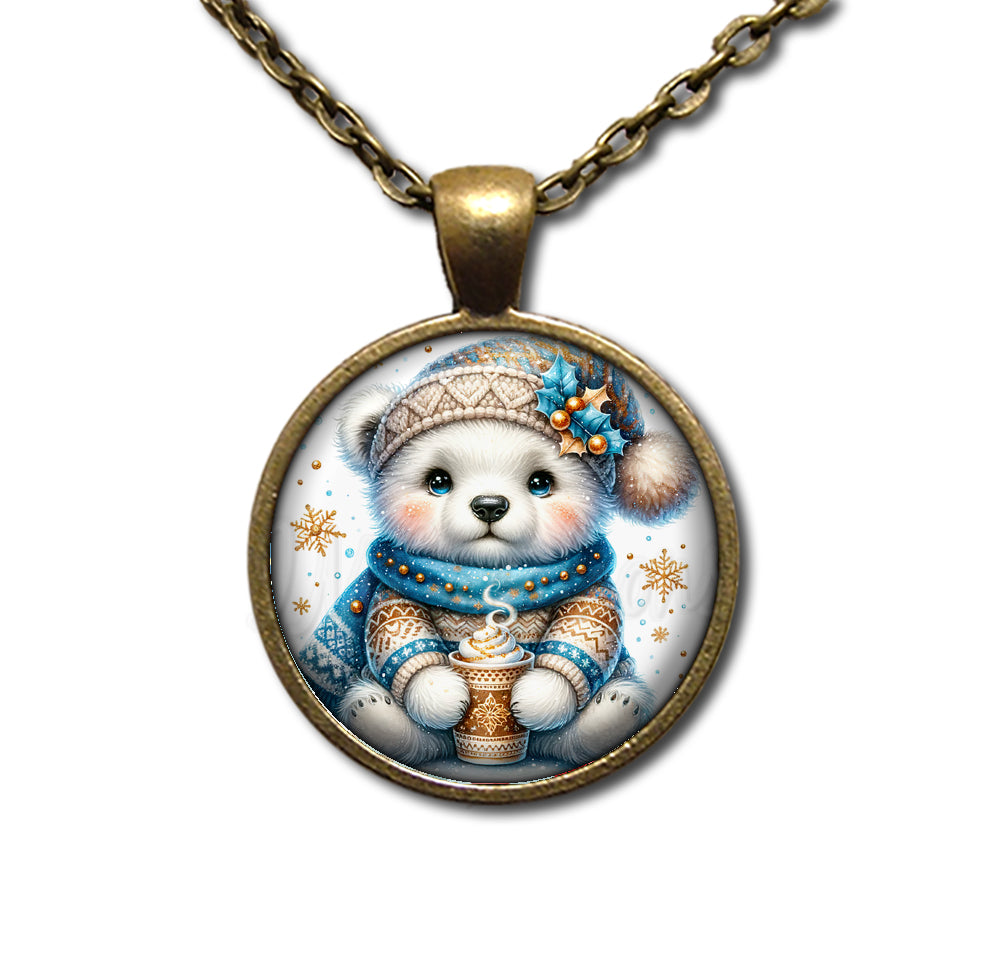 Winter Polar Bear with Hot Cocoa