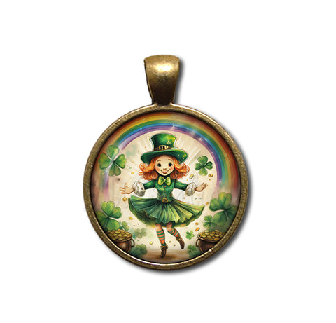 St Patrick's Day Jig Girl with Rainbow