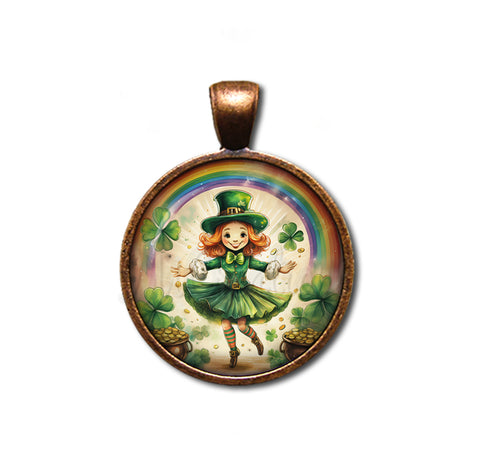 St Patrick's Day Jig Girl with Rainbow