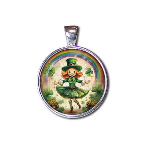 St Patrick's Day Jig Girl with Rainbow