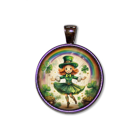 St Patrick's Day Jig Girl with Rainbow