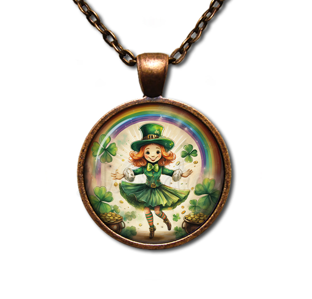 St Patrick's Day Jig Girl with Rainbow