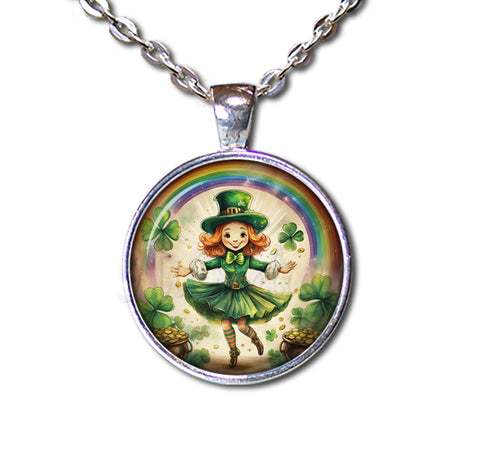 St Patrick's Day Jig Girl with Rainbow