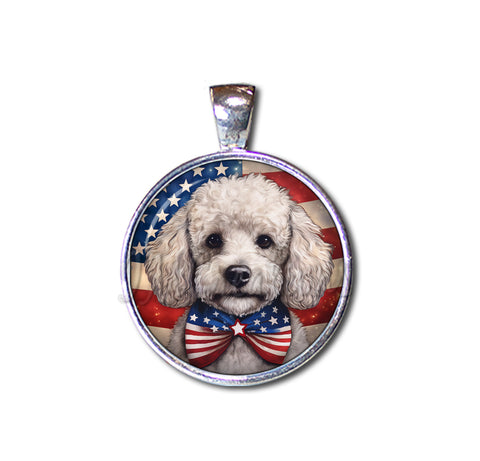 Patriotic White Poodle Doggie