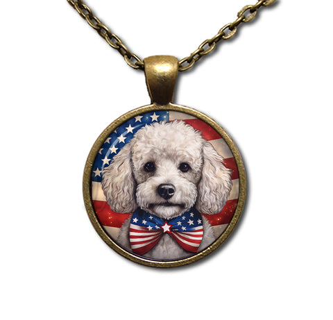 Patriotic White Poodle Doggie