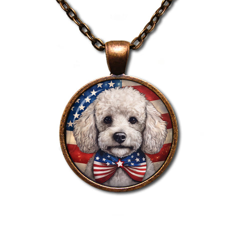 Patriotic White Poodle Doggie