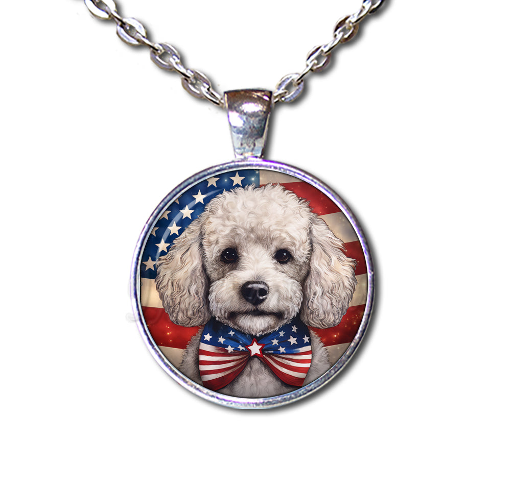 Patriotic White Poodle Doggie