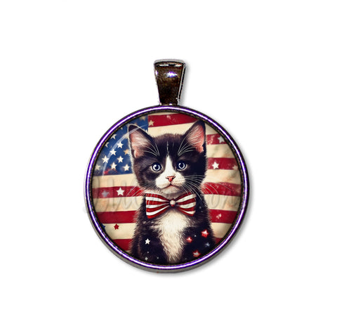 Patriotic Cute Tuxedo Kitten