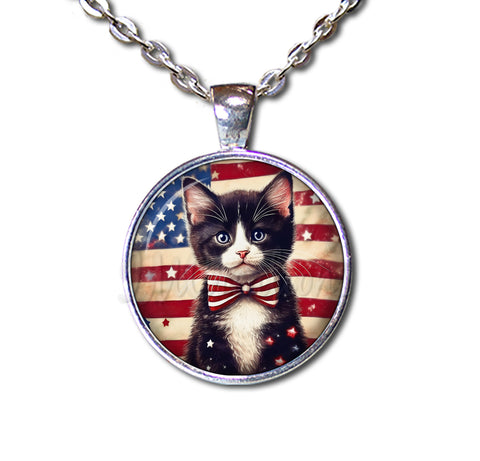 Patriotic Cute Tuxedo Kitten