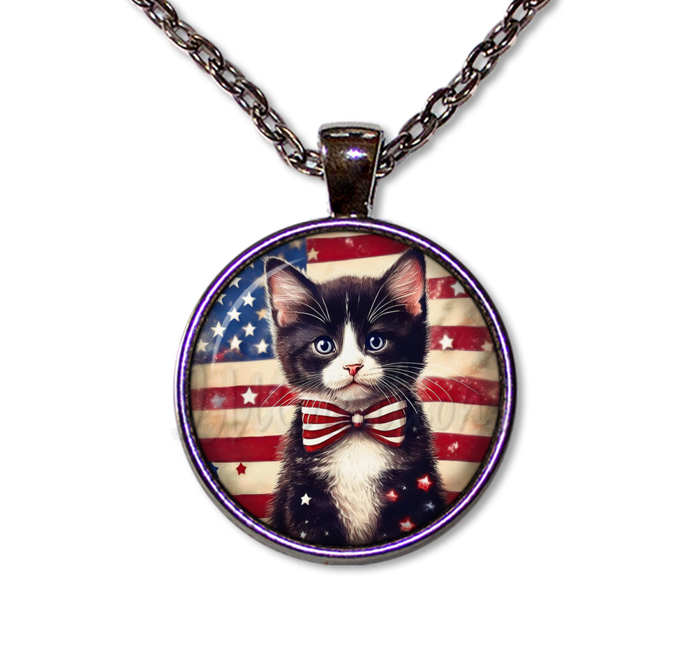 Patriotic Cute Tuxedo Kitten