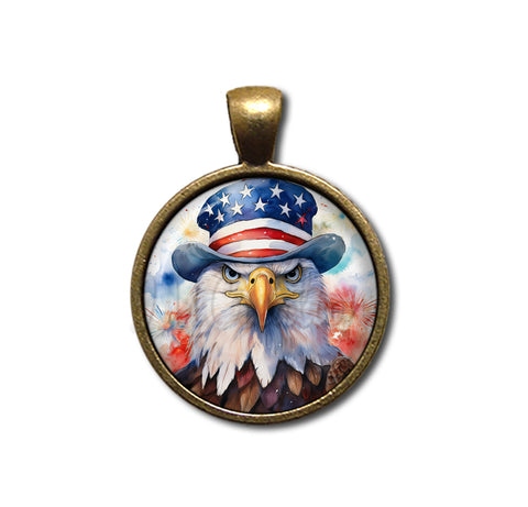 Patriotic Bald Eagle with American Flag Hat