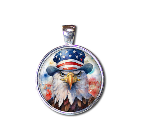 Patriotic Bald Eagle with American Flag Hat