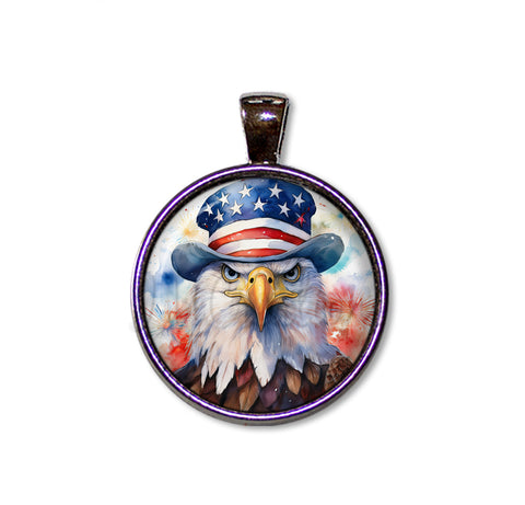 Patriotic Bald Eagle with American Flag Hat