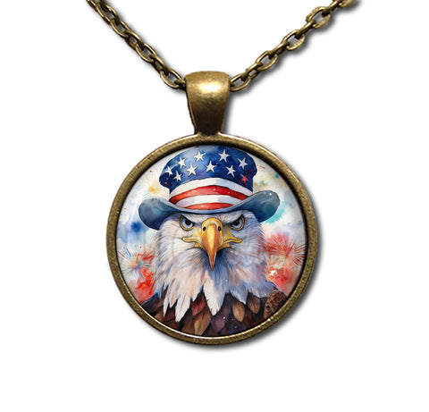 Patriotic Bald Eagle with American Flag Hat