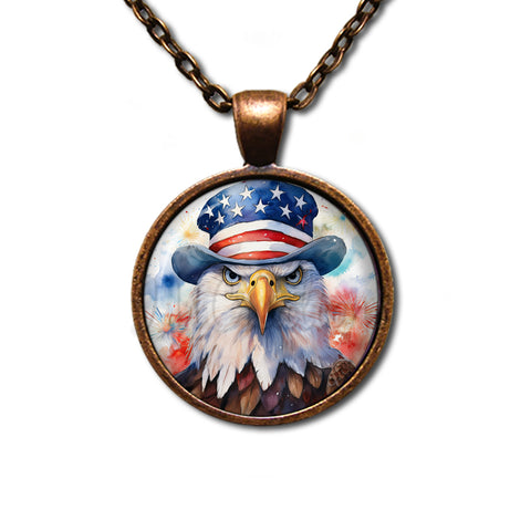 Patriotic Bald Eagle with American Flag Hat
