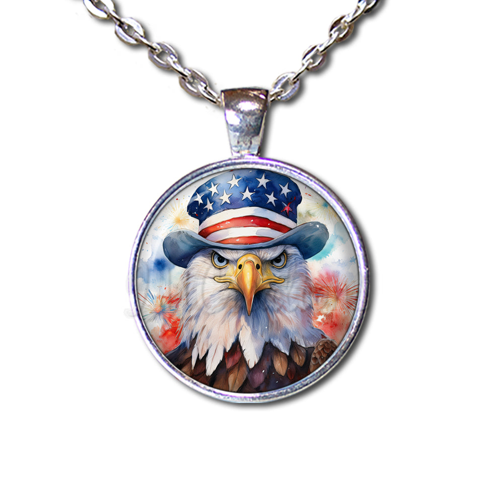 Patriotic Bald Eagle with American Flag Hat