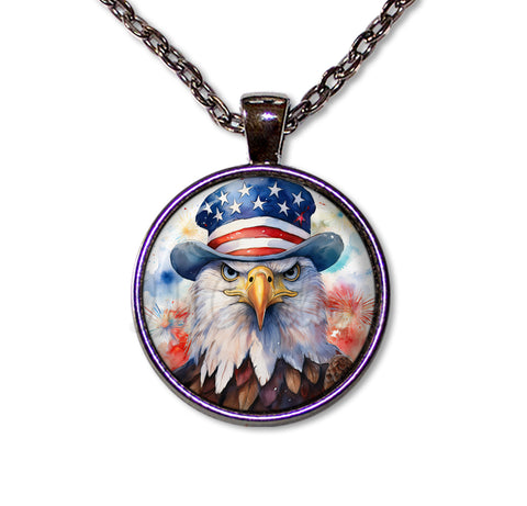Patriotic Bald Eagle with American Flag Hat