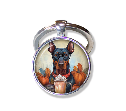 Autumn Doberman with Pumpkin Latte
