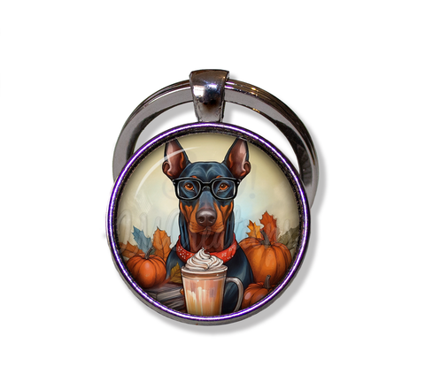 Autumn Doberman with Pumpkin Latte