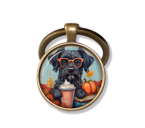 Autumn Black Schnauzer with Pumpkin Latte