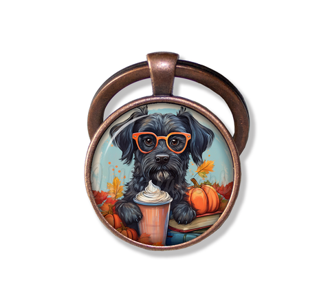 Autumn Black Schnauzer with Pumpkin Latte
