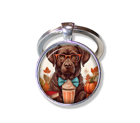 Autumn Chocolate Lab with Pumpkin Latte