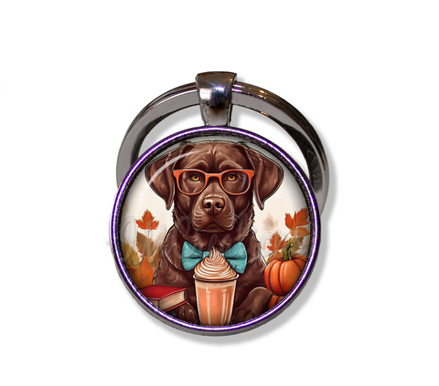 Autumn Chocolate Lab with Pumpkin Latte