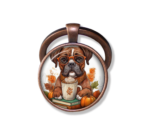 Autumn Sweet Boxer Dog with Pumpkin Latte