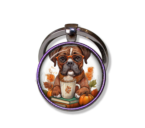 Autumn Sweet Boxer Dog with Pumpkin Latte