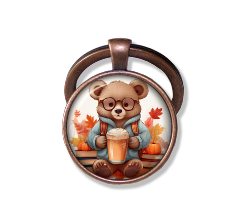 Autumn Bear with Pumpkin Latte and Books