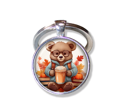 Autumn Bear with Pumpkin Latte and Books
