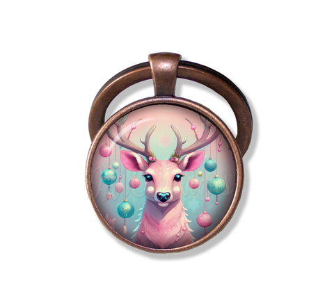 Retro Pink Reindeer with Ornaments
