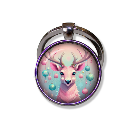Retro Pink Reindeer with Ornaments