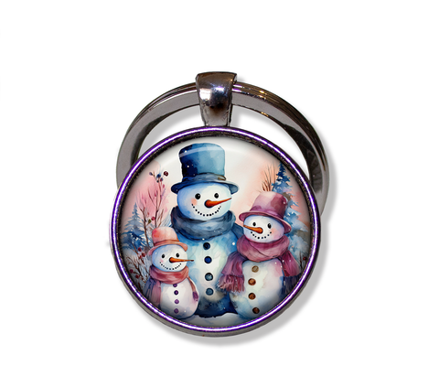 Pretty Snowman Family Blue and Pinks