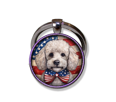 Patriotic White Poodle Doggie