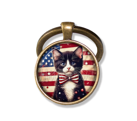 Patriotic Cute Tuxedo Kitten