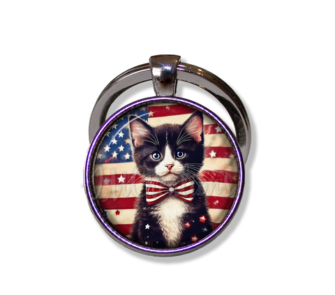 Patriotic Cute Tuxedo Kitten