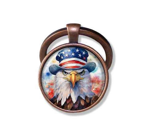 Patriotic Bald Eagle with American Flag Hat