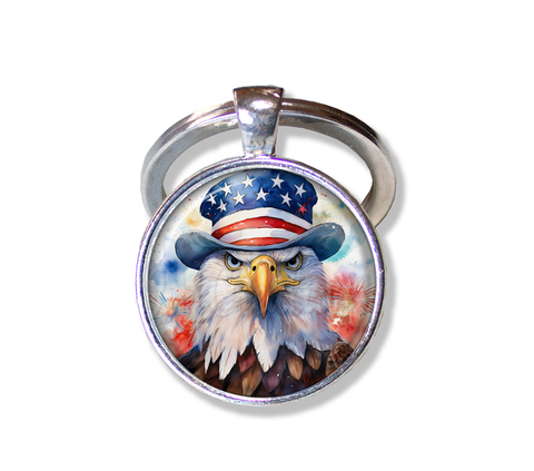 Patriotic Bald Eagle with American Flag Hat