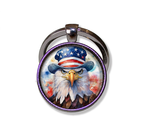 Patriotic Bald Eagle with American Flag Hat