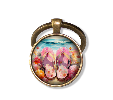 Shabby Chic Pink Flip Flops at Beach