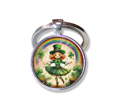 St Patrick's Day Jig Girl with Rainbow