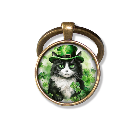 St Patrick's Day Tuxedo Cat with Irish Hat