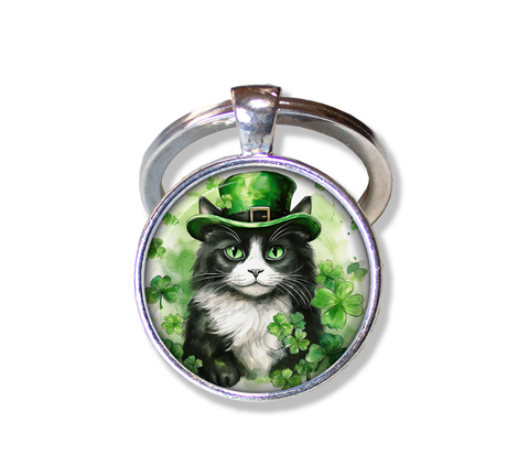 St Patrick's Day Tuxedo Cat with Irish Hat