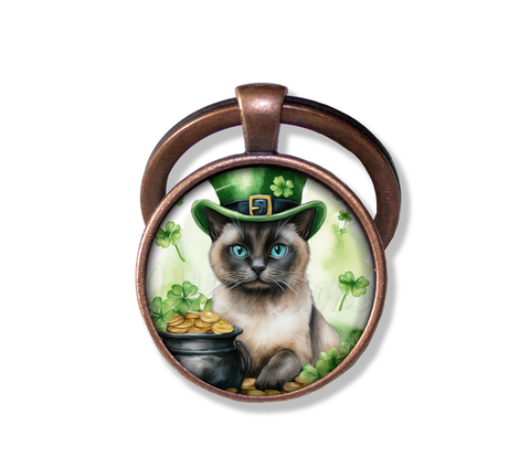 St Patrick's Day Siames Cat Hat with Gold