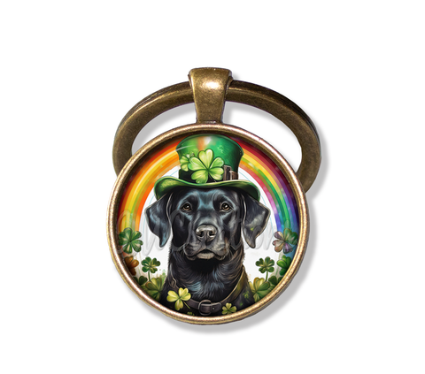 St Patrick's Day Black Lab Dog Rainbow